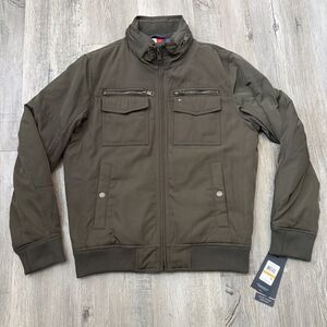Tommy Hilfiger Men's Medium Olive Green Military Jacket Full Zip Size S